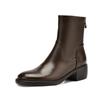 Cow Skin Autumn Winter Shoes Big Size Chelsea Boots Med Heels Round Toe Keep Warm Size 42 Elastic Ankle Boots