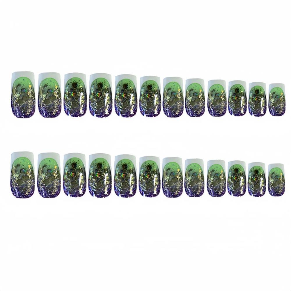 Носимые маникюрные накладные ногти с квадратной головкой, модные французские накладные ногти для девочек