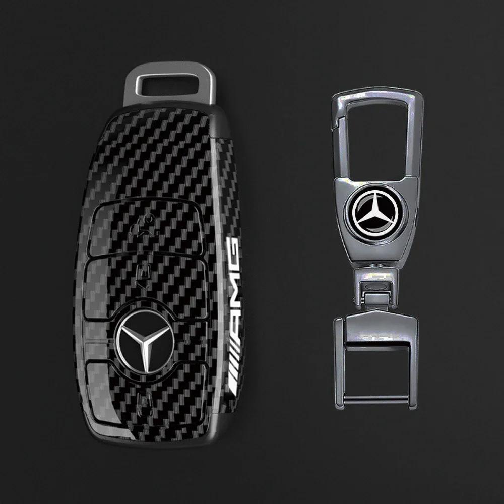 Кольца для ключей автомобиля в стиле карбон из АБС-пластика для Mercedes Benz AMG A B C E S Class W204 W205 W212 W176 GLC CLA W177 Чехол-обложка для ключа автомобиля BD1