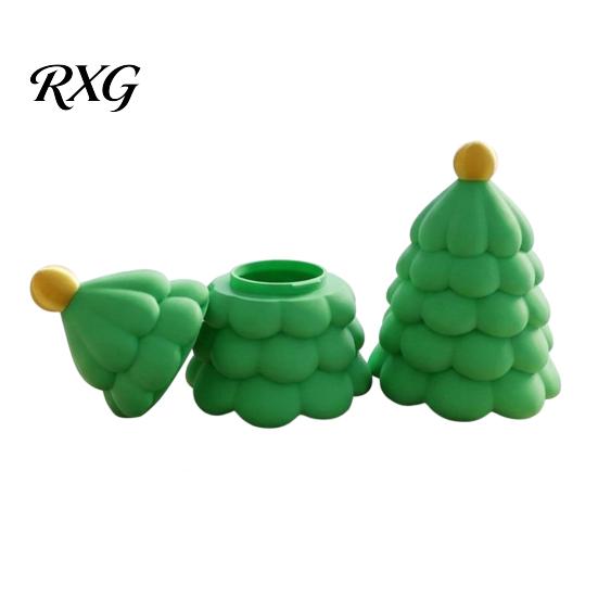 Plastic Christmas Tree Gift Shaped Mini Storage Box, 3D Printed Small Green Office Desk Accessories Desktop Ornament, Decorative Trinket Jewelry