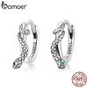 925 Sterling Silver Snake Ear Buckles Inlaid with Green Zirconium Women Hoop Earrings Fine Jewelry Women Statement Gift
