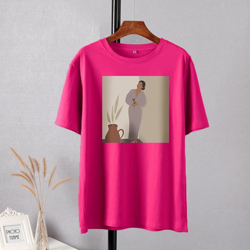 Hirsionsan элегантные мягкие футболки с рисунком женские летние повседневные базовые футболки с короткими рукавами женские корейские универсальные топы из 100% хлопка