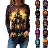Women's Loose Round Neck Halloween Printed Long Sleeved T Shirt Top Pullover Long Sleeved Sweatshirt