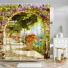 Уличный Садовый Пейзаж Шторка для Душа Роскошные Европейские Арки Цветочный Принт Занавеска для Ванны Моющиеся Шторки для Душа Декор для Ванной
