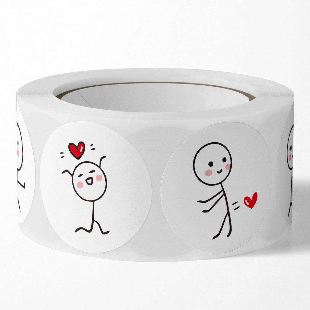 500 этикеток, рулонные наклейки Love Stickman, подарочные наклейки на день Святого Валентина, рулоны этикеток, простые в использовании