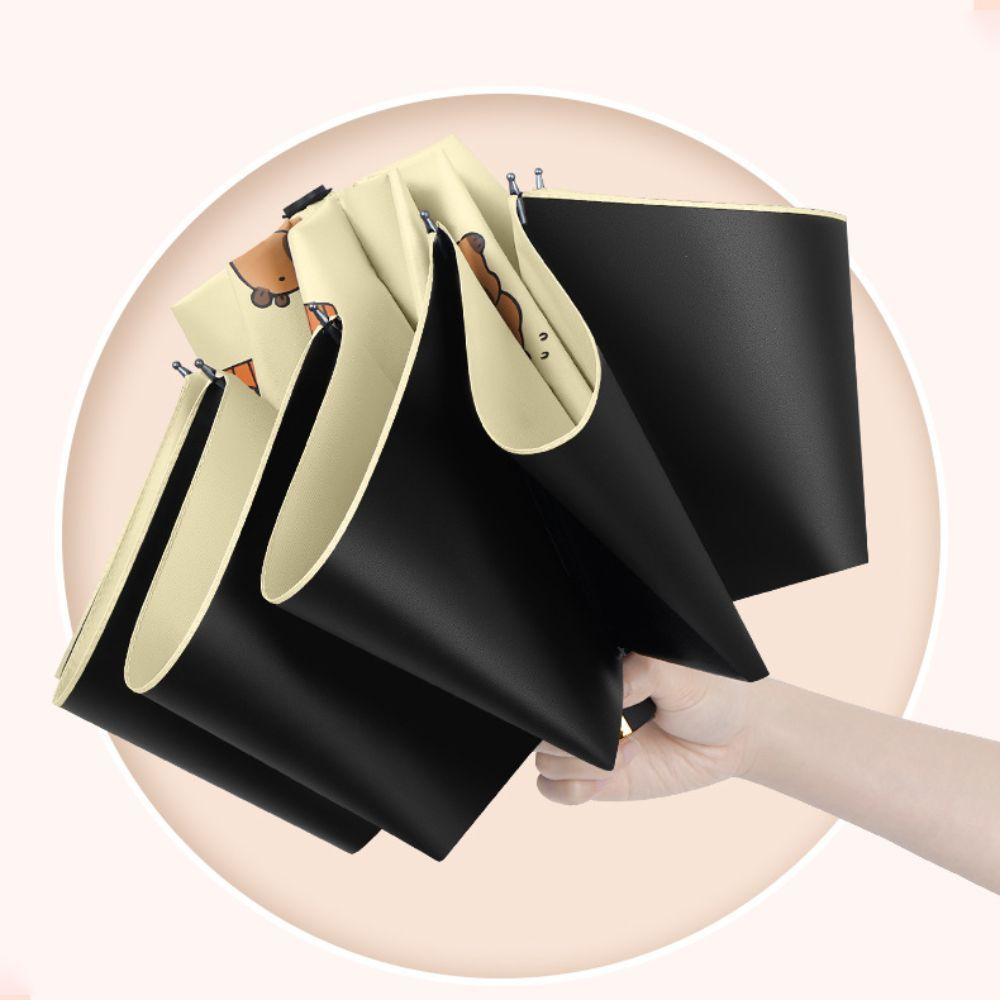 Black Glue Parasol Cute Three-fold Umbrella New Capybara Umbrella