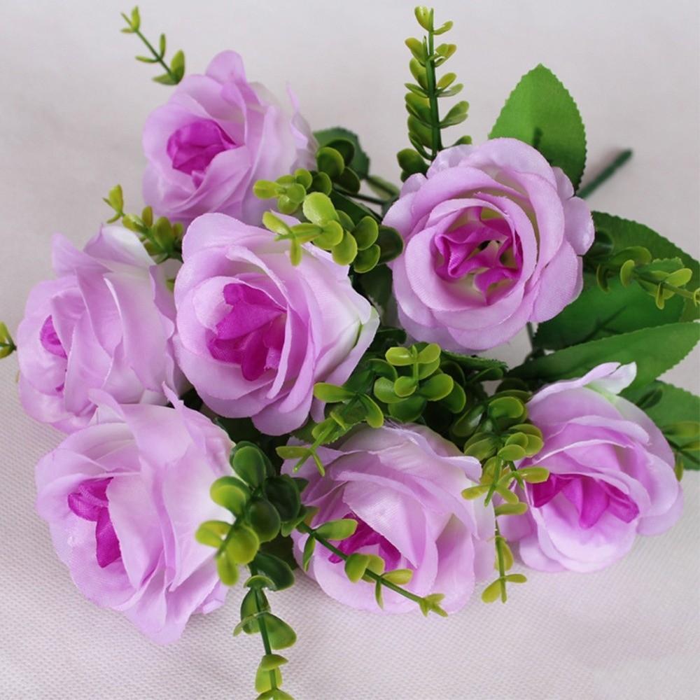 Plastic Valentine's Day Flowers 7 Heads Noble Consort Rose Natural Simulated Rose  Home Decorative