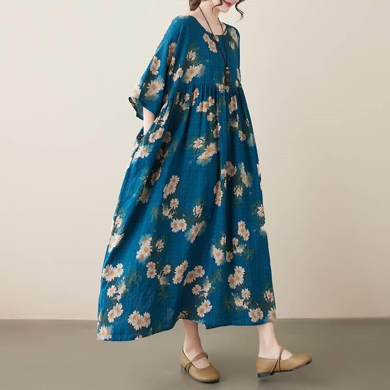 Johnature Женское весеннее модное винтажное свободное платье трапециевидной формы в китайском стиле с короткими рукавами и круглым вырезом