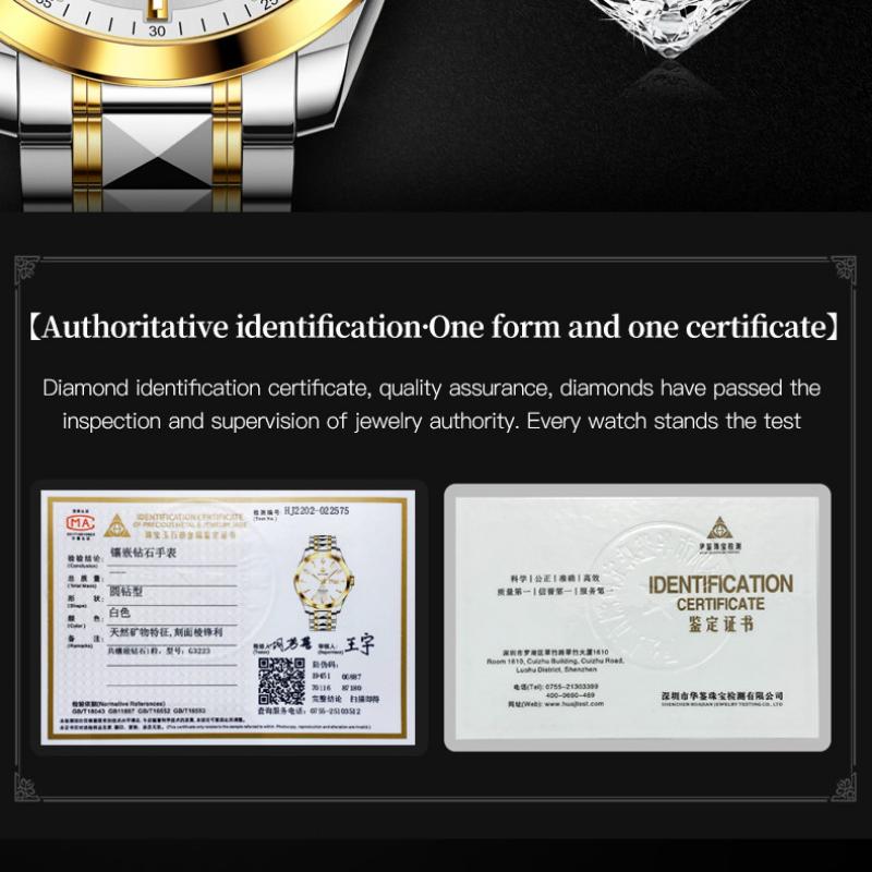 OUPINKE Мужские часы с двойным календарем, автоматические механические часы, водонепроницаемые высококачественные часы с бриллиантами