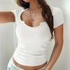 Весна-лето женская сексуальная внутренняя однотонная футболка с коротким рукавом