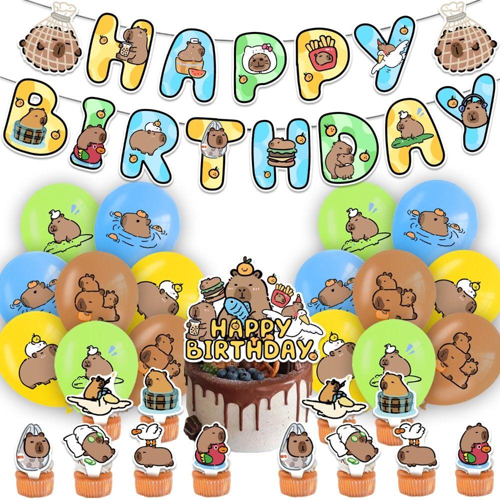 Latex Capybara Birthday Party Paper Cake Topper New Happy Birthday Capybara  Banner