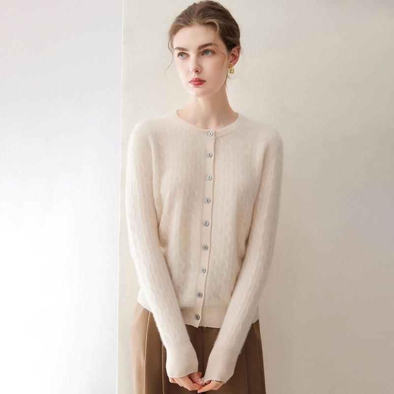 100% Pure Cashmere Women's Long Sleeve Loose Cardigan - Comfortable, Versatile, and Skin-friendly Knitwear