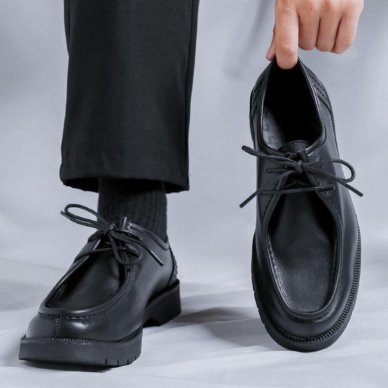 2024 Кожаные Ботинки Мужские Летние Британский Стиль Мужские Повседневные Деловые Большие Головы Растения Корейская Версия Низкий Топ 43229-R