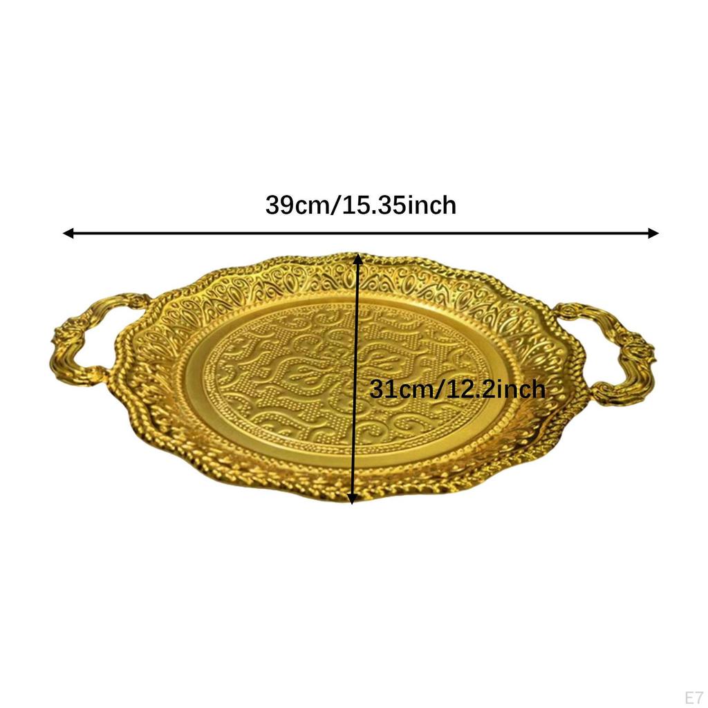 Фруктовая тарелка Закусочное блюдо Европейский металлический Многоцелевой сервировочный поднос с ручками для конфет