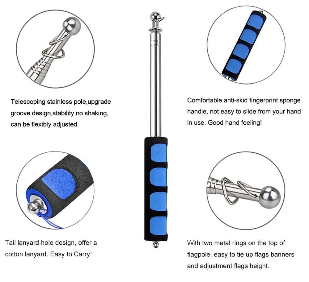 Телескопический флагшток из нержавеющей стали, уличный флагшток, указатель для учителя, баннер для гида, новый, 1,2 м, 2 м