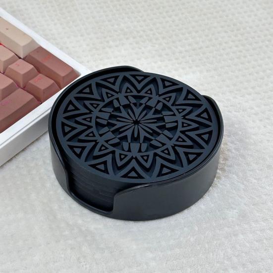 Набор из 6 силиконовых подставок для напитков, утолщенный нескользящий коврик под чашку с держателем, термостойкий поднос для кофе для горячих холодных напитков