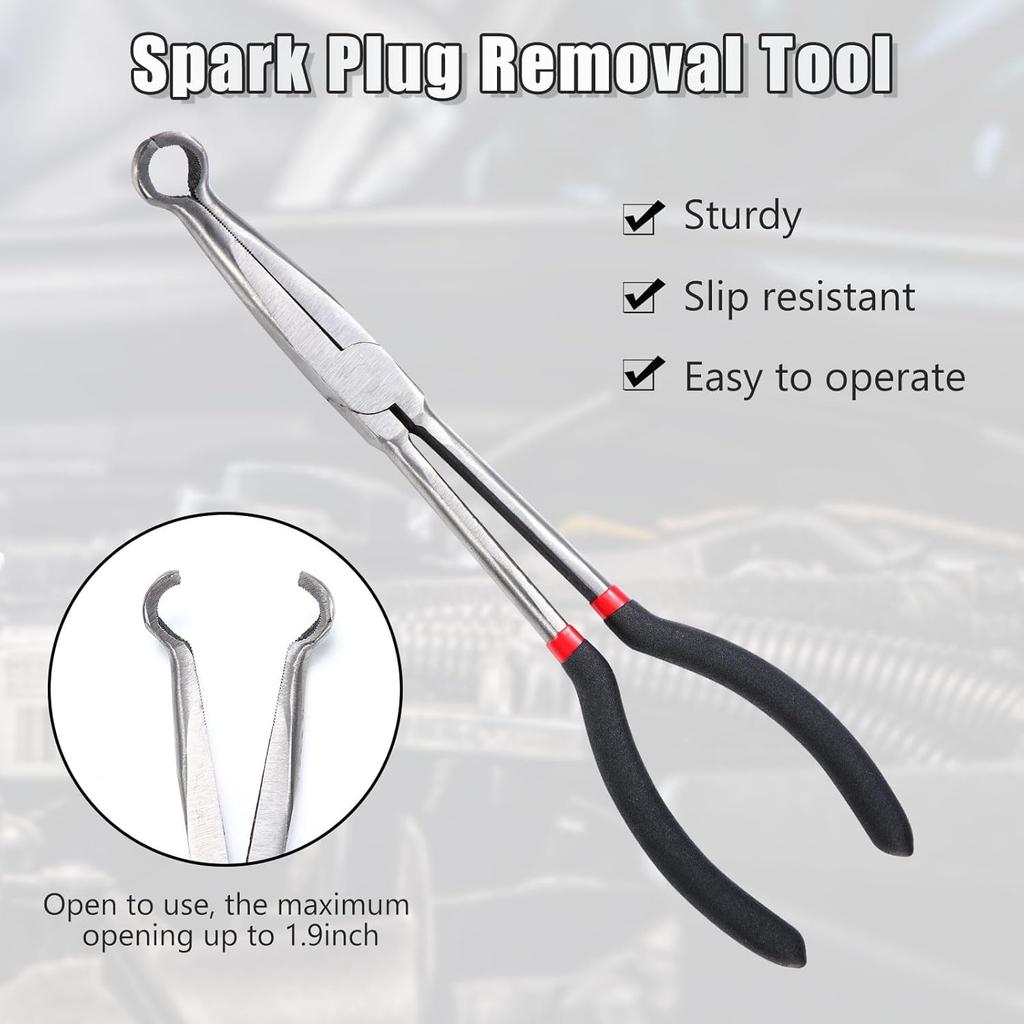 2 Pack Spark Plug Wire Removal Tool Kit Includes Spark Plug Boot Removal Tool And Pliers Pulling Tool,Wire Puller Removal Tool Pliers(Black)