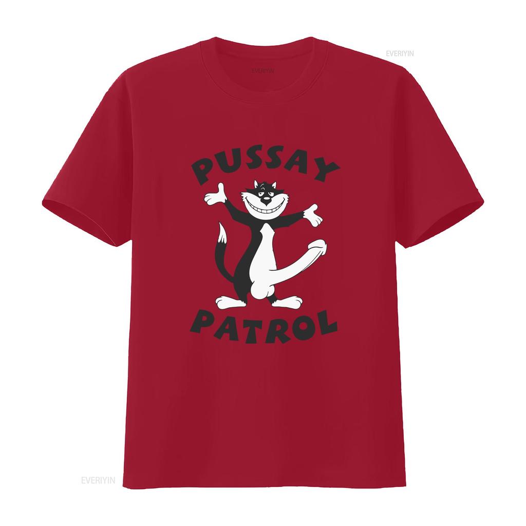 Pussay Patrol T Shirt Vintage Washed Unisex Fashion Versatile Top For Everyday Wear Designer Clothes Graphic Stylish Homme Soft