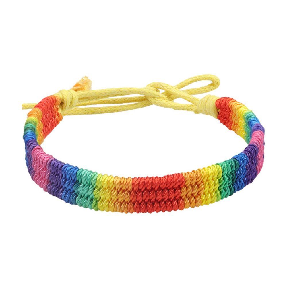 Classic Rainbow Braided String Bracelet Adjustable Bohemian Rope Woven Hand Chain Women