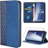 Case for Samsung Galaxy A25 5G, Navy Blue, Shockproof Leather Effect with 3D Diamond Pattern with Card Holder + 2 Tempered Glasses