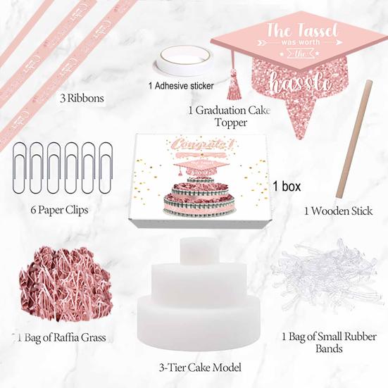 2025 Graduation Gifts 3 Tier Cake Filled with Cash Money Class of 2025 Graduation Decoration for Boys Girls High School College Grad Party Supplies