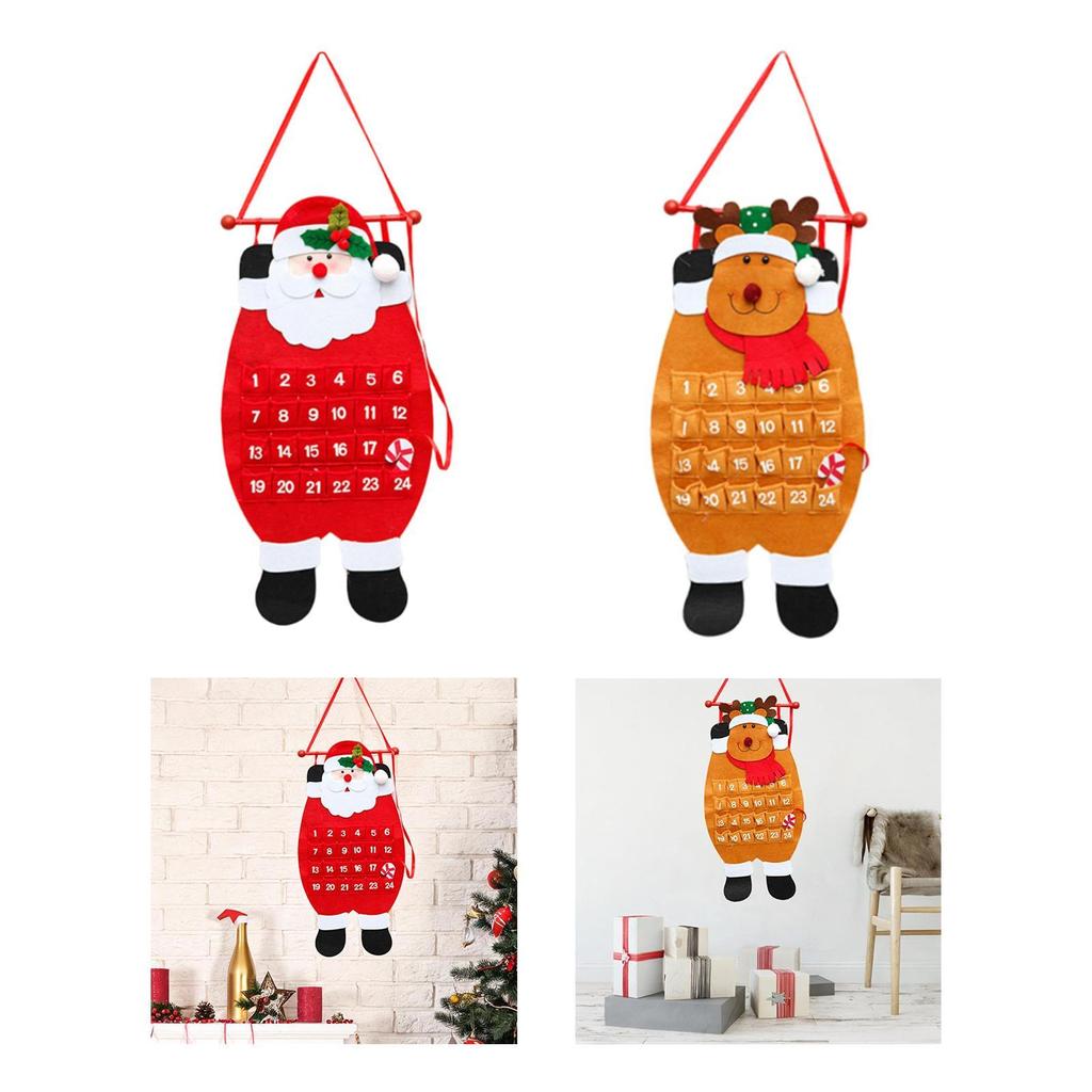 Рождественский Адвент-календарь Подвесное нетканое рождественское украшение Рождественский подарок для камина Праздничное украшение для дома Рождественский подарок