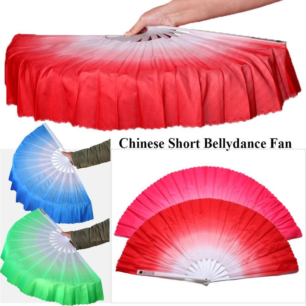 Red Belly Dancing Fan Pink Rayon Silk Fans Belly Dancing Fan 32.5cm for Song Fan Performance Fan