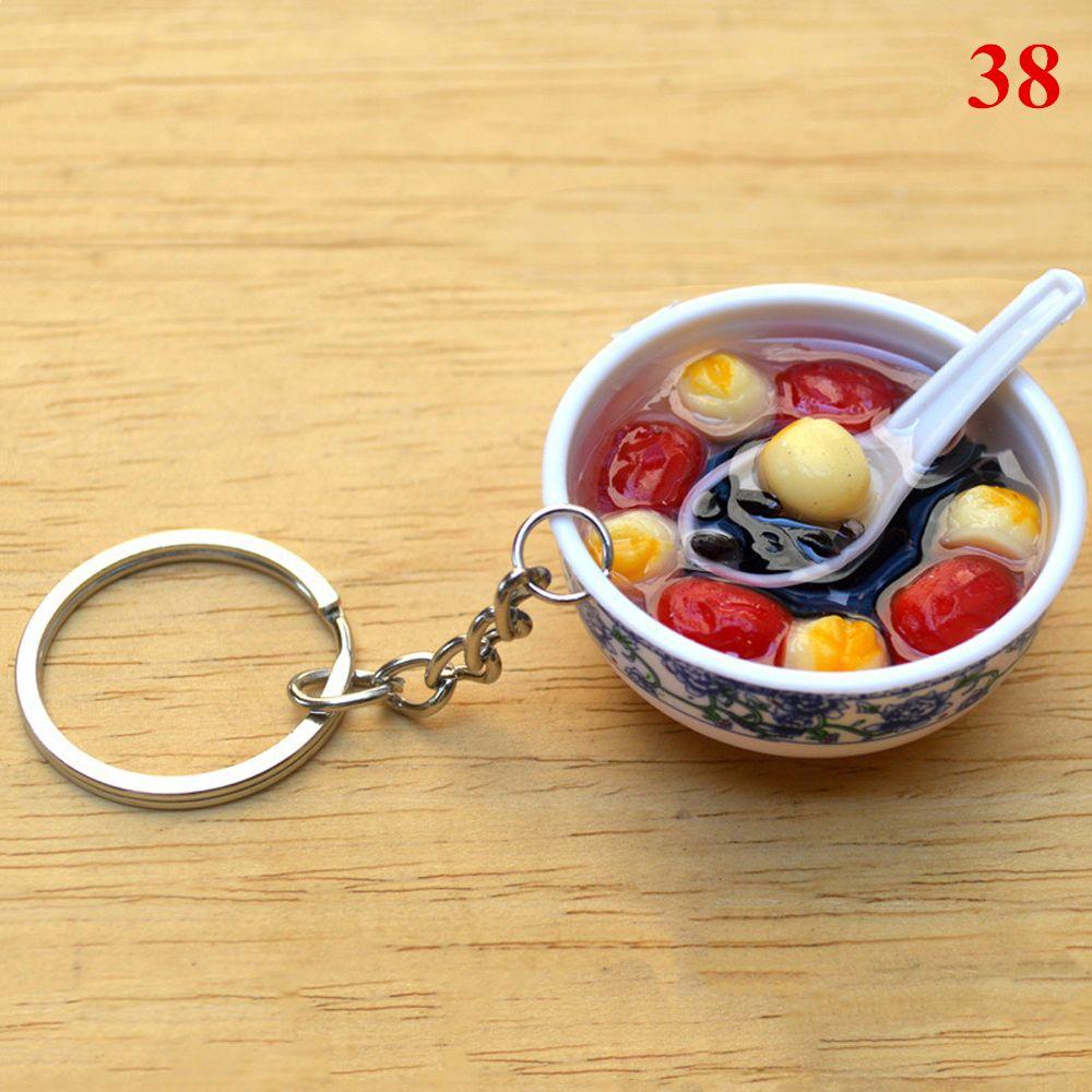 Buckle Mini Bowl Food Keychain Key Ring Simulation Chinese Food