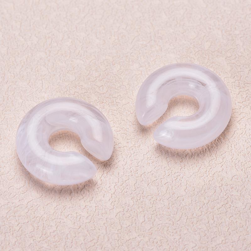 1 Pair Simple Smooth Circle Round Ear Clip On Earrings For Women C Shape Resin Without Piercing Fake Cartilage Ear Cuff Zircon