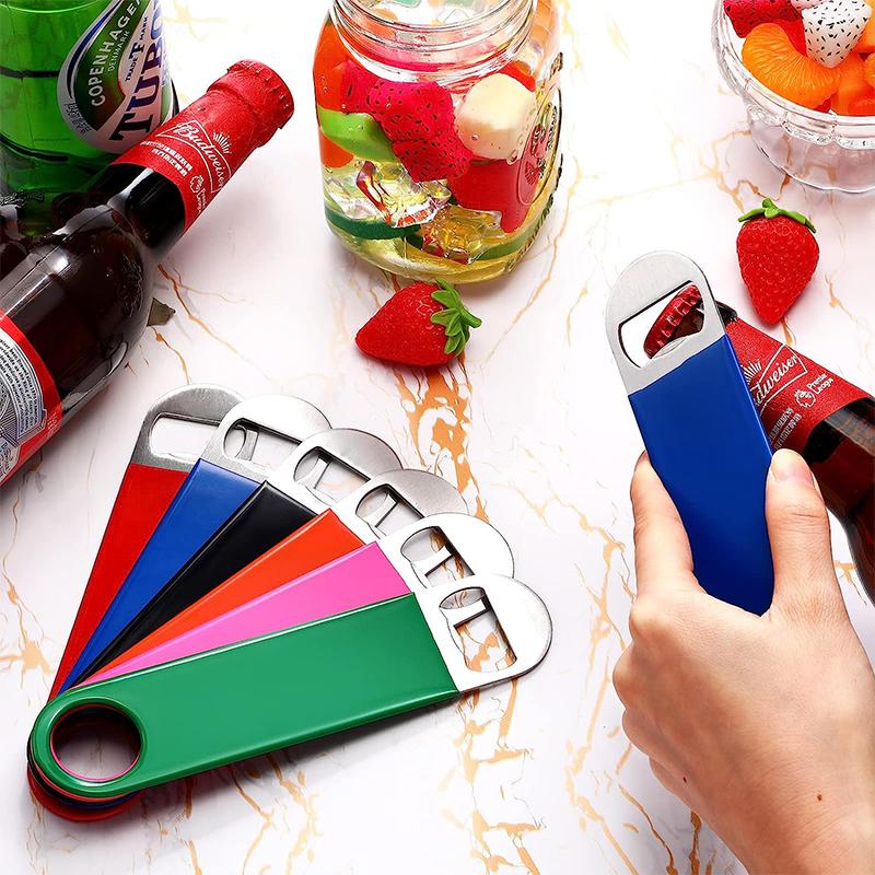 LMETJMA 1Piece Bartender Bottle Opener Stainless Steel Beer Bottle Openers Rubber Flat Bottle Opener Heavy Duty Bar Opener JT216 6