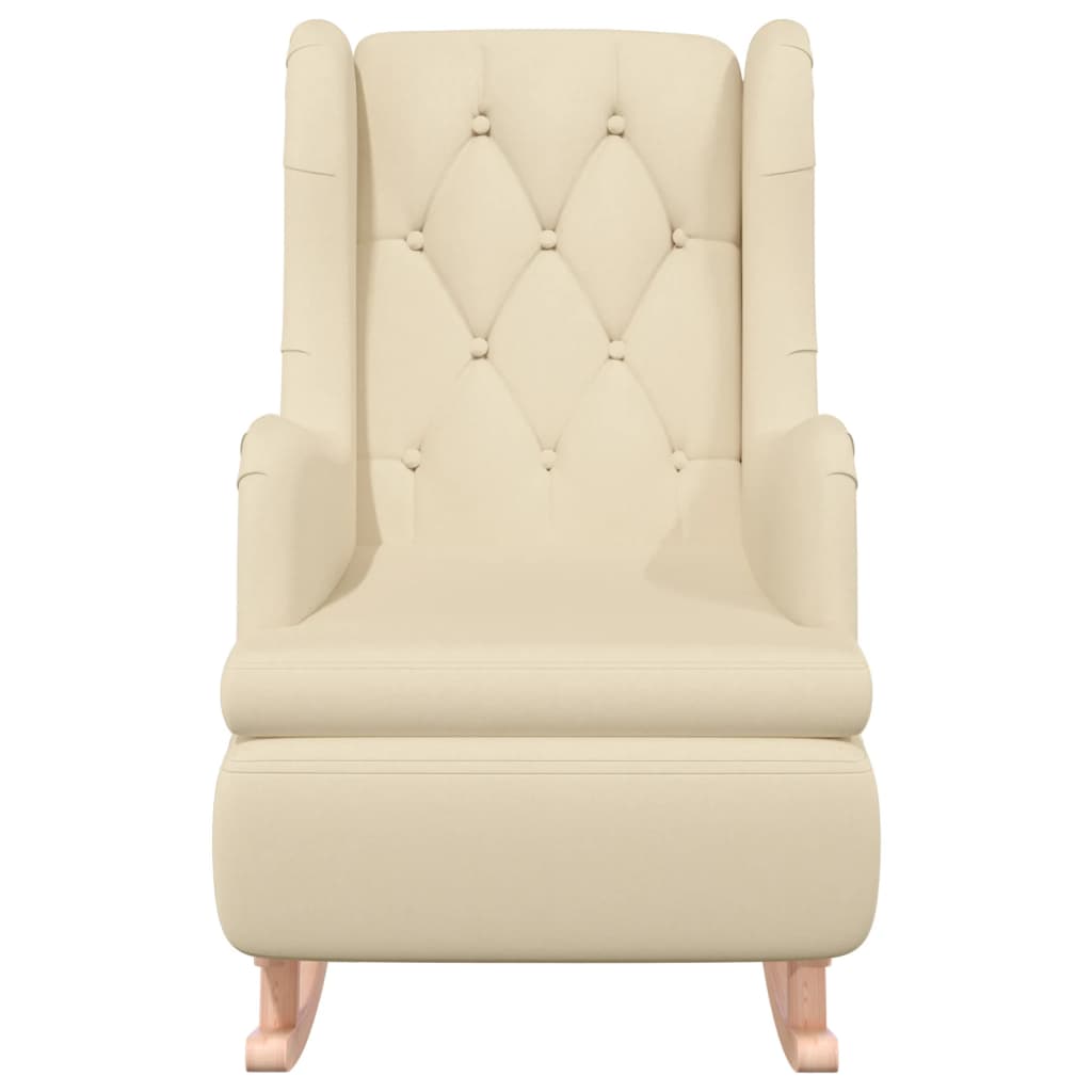Rocking Armchair with Rubberwood Legs Cream Fabric