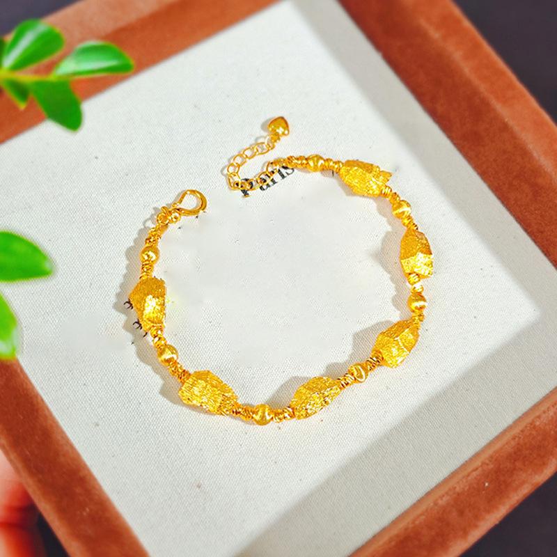 Broken Gold Ball Striped Bracelet, New Chinese Retro Guochao Bracelet, Light Luxury and Versatile Temperament Jewelry