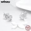 Authentic 925 Sterling Silver Alluring Rose Clear CZ Female Stud Earrings