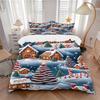 3Pcs Gingerbread Village Winter Night Bedding Set Quilt Cover Pillowcase Home Christmas Xmas Halloween Gift 1 Duvet Cover 2 Pillowcase S92127
