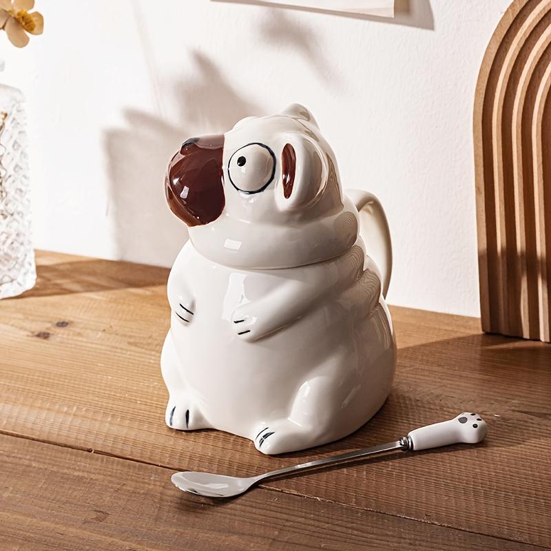 1 шт. Креативная керамическая кружка-мопс для дома, офиса, многоразовый стакан для воды, забавный дизайн, можно мыть в посудомоечной машине, многоцелевое использование