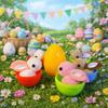 16PCS Colorful Easter Surprise Eggs Cartoon Colorful Plastic Eggs Stuffed Bunny Dolls  Easter Party