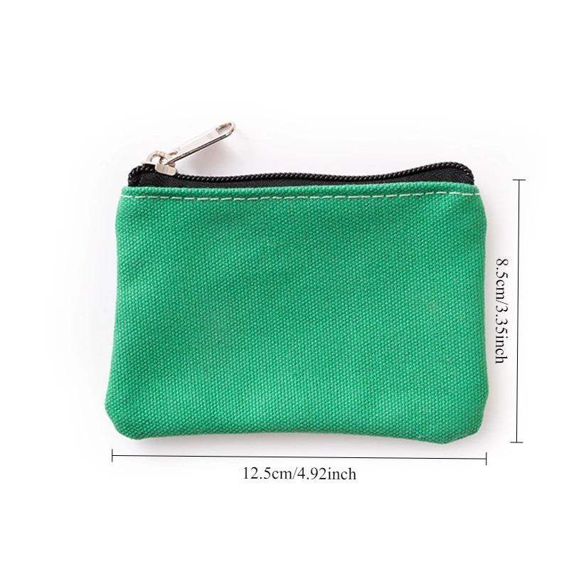 Универсальный холщовый кошелек для монет, однотонный, на молнии, портативный кошелек для денег, женская, мужская, сумка для монет, маленькая сумка для хранения