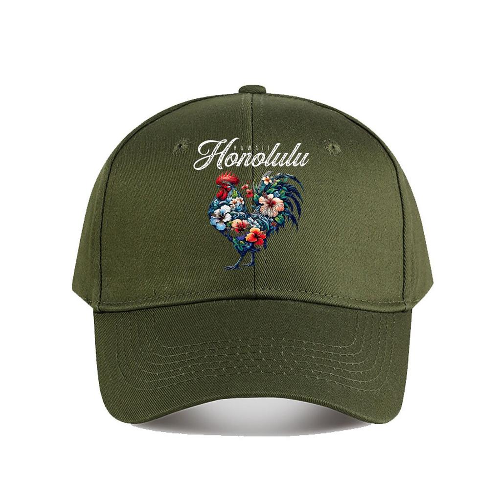 Hawaii Honolulu Rooster Floral Baseball Cap Fashion Unisex Sunhat Womens Outdoor Sports