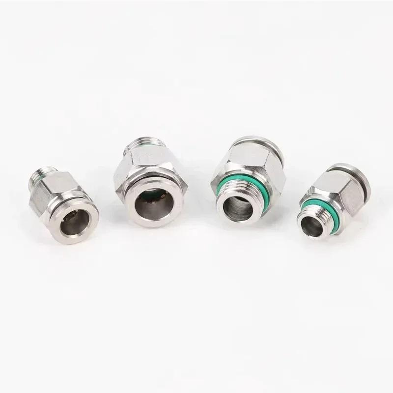 PC Pneumatic Quick Connector 304 Stainless Steel G Thread M5 M6 1/8" 1/4" 3/8" 1/2" BSP External Thread Pipe Water Gas Connector