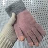 Fleece Thickened Warm and Cold-proof Five-finger Gloves, Riding Fleece Students Winter Windproof Jacquard Knitted Gloves