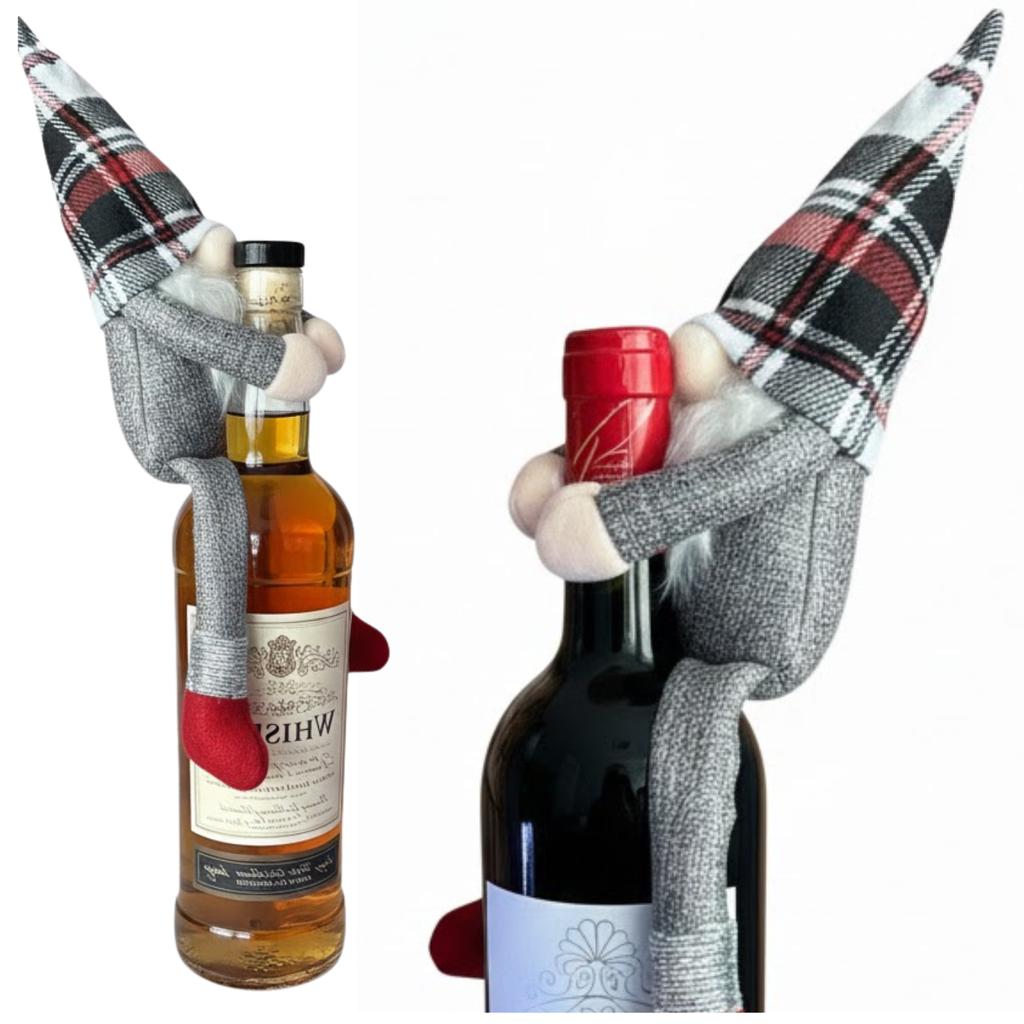 Bottle case decoration Christmas gnome gift idea Santa Claus dwarf