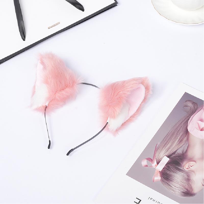 1 шт. Повязка на голову Обруч для волос Мода Кошачьи ушки Ободок на голову Головной убор Вечеринка Косплей Искусственный мех Украшения для волос Плюшевый Пушистый