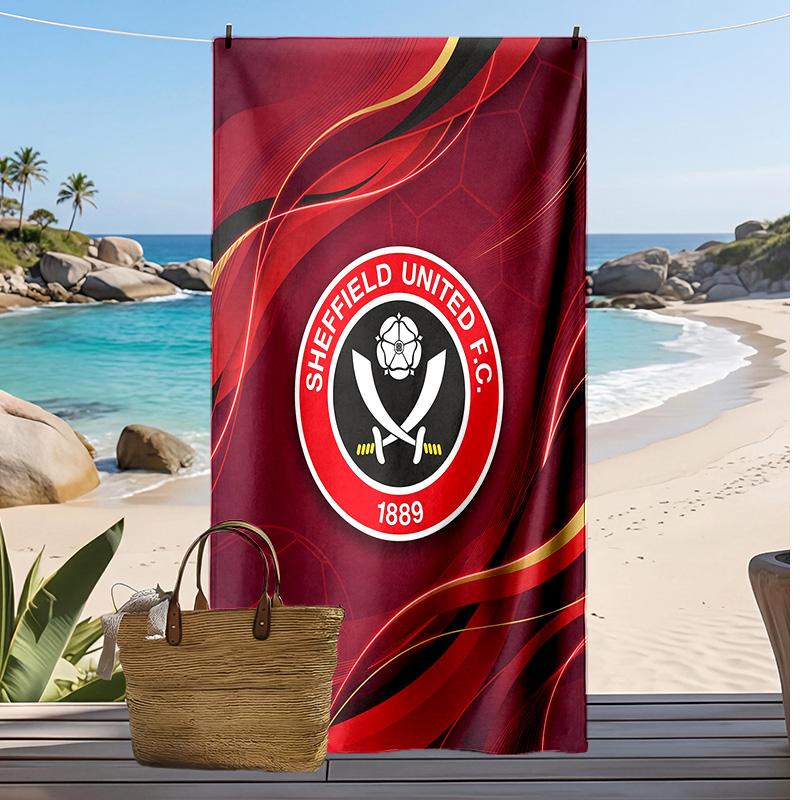 Sheffield United Football Print Beach Towel, Large Soft Quick Dry Towel for Beach Camping Swimming