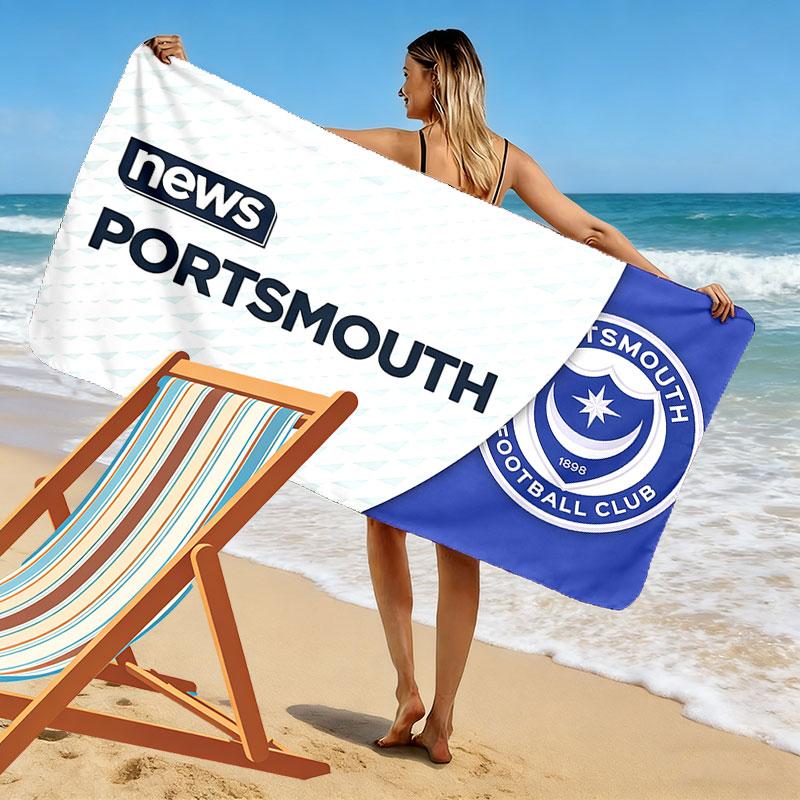 Арт-принт Portsmouth FC, Пляжное полотенце, Большое мягкое быстросохнущее полотенце для пляжа, кемпинга, плавания