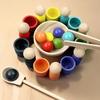 Montessori Wooden Color Sorting Bead & Cup Toy for Early Education