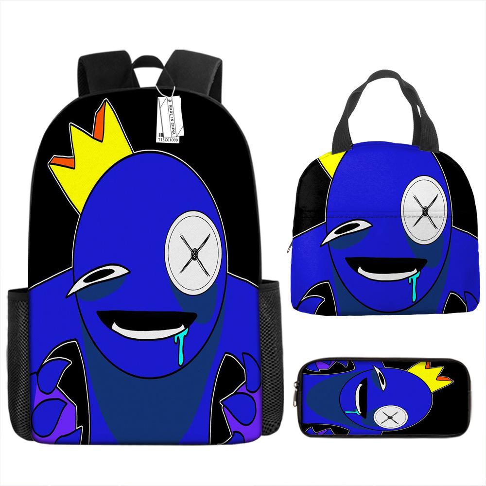 Школьный рюкзак Rainbow Friends Рюкзак Rainbow Friends Набор из трех предметов для учеников начальной школы Большая вместимость Мультяшная сумка для компьютера