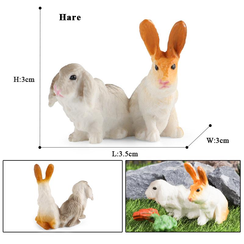 Oenux Lovely Farm Rabbit Bunny Model Action Figure Figurine Wild Desert Cottontail Hare Cute PVC Decoration Education Kid Toy