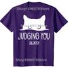 Funny Cat Judging You Silently 100% Cotton T-shirts Men Women's Fashion Casual Tshirt Loose Oversized Streetwear T Shirt