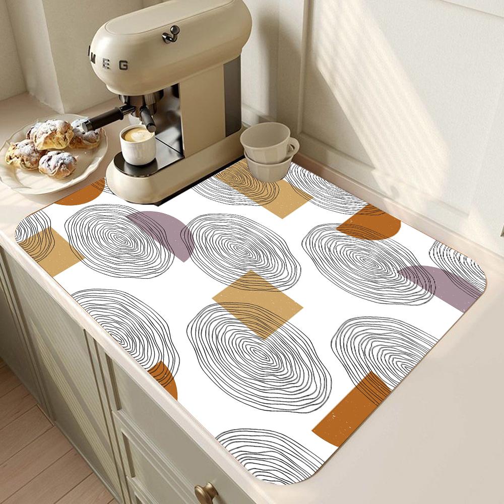 Коврик для сушки кухонной посуды Печатный коврик для сушки кофемашины Коврик для сушки столешницы Впитывающий коврик для сушки посуды Подставка для столовых приборов Декор стола