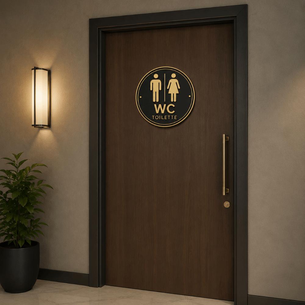 Round 2D Flat Sign Door Hanging Toilet Decoration Art Decoration German Toilet Sign Guiding Signs